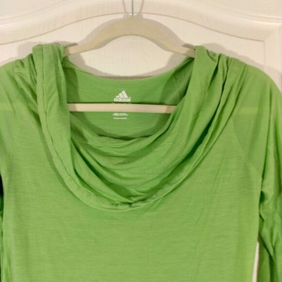 ADIDAS Womens Small Top Cowl Neck Hoodie Pullover Long Sleeve Lightweight Active - Picture 3 of 6